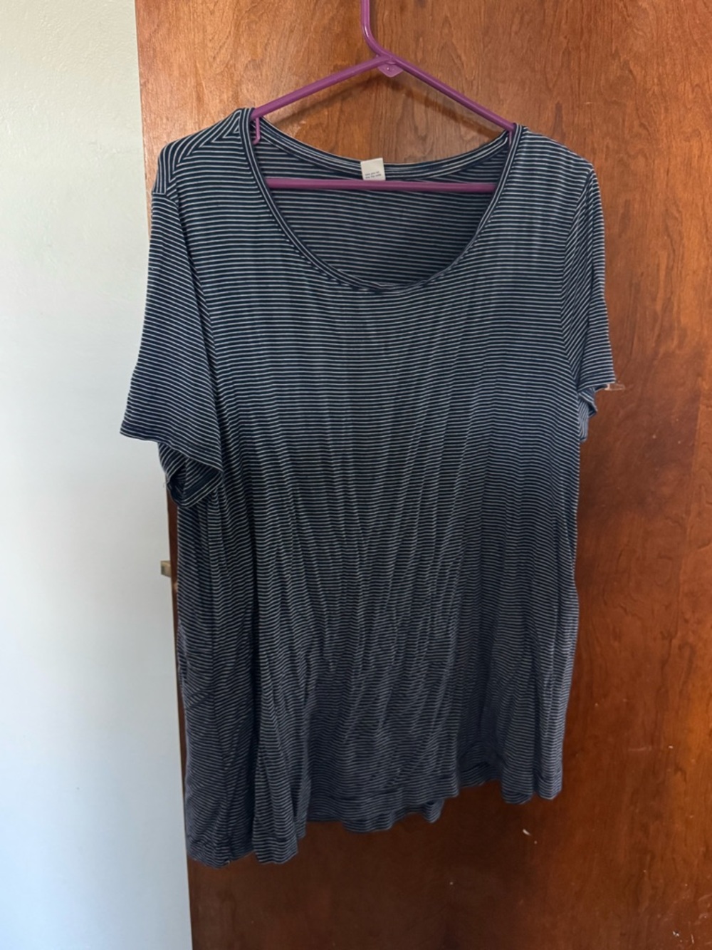 Old Navy Blue and White Striped Short Sleeve Tee